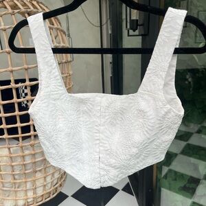 White Corset Crop Tank